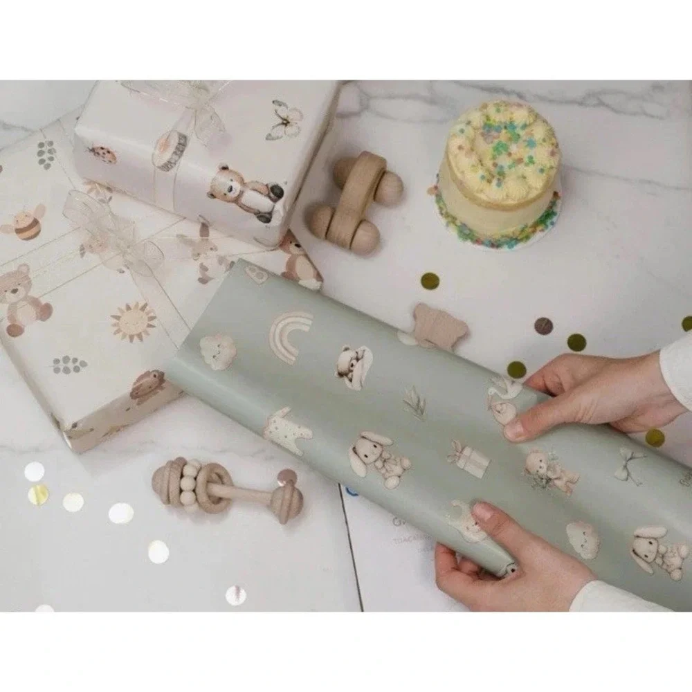 Beautiful‎ Gift Wrapping Paper Rolls for Baby Shower - Cute Set of 3